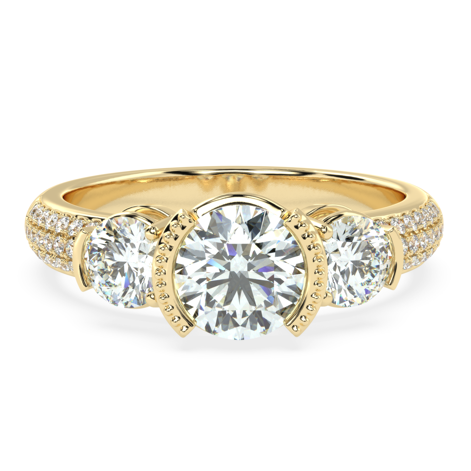 Buy 1.70 Ct Three-stone Natural Diamond Ring | Solitairekart
